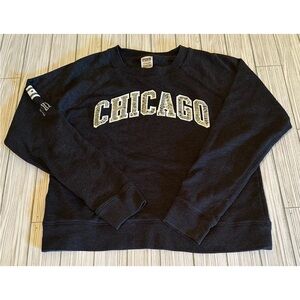 Victoria’s Secret PINK City Of Chicago BLING Sequin Gray Pullover Sweatshirt S